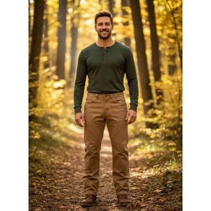 Orvis‎ Pants Mens Size 34x32 Tan Relaxed Fit Utility Workwear Casual Stretch Dad